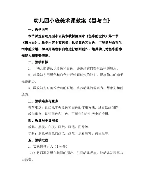 幼儿园小班美术课教案《黑与白》(1)