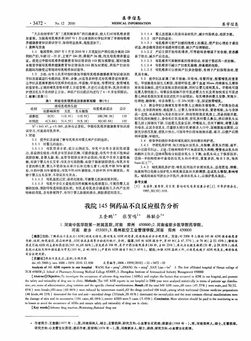 我院145例药品不良反应报告分析