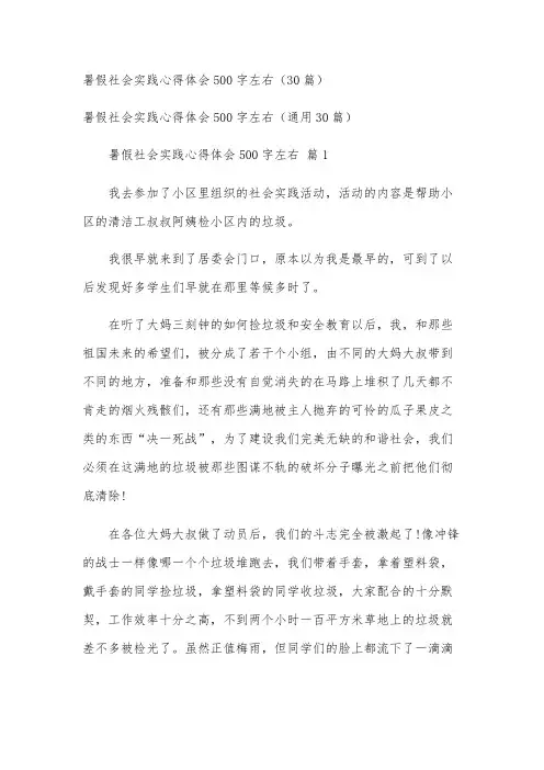 暑假社会实践心得体会500字左右(30篇)
