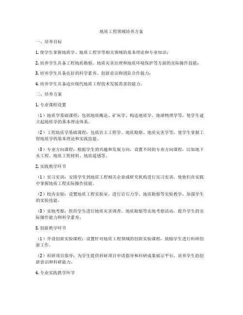 地质工程领域培养方案