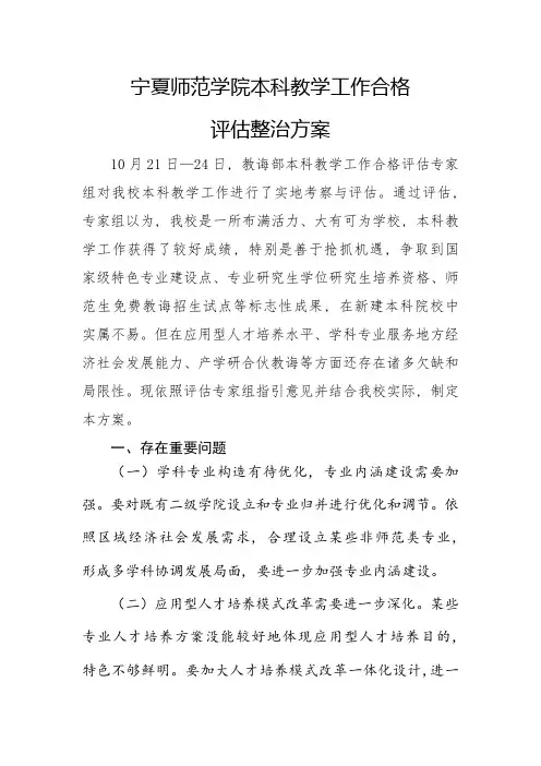 评估整改方案样本