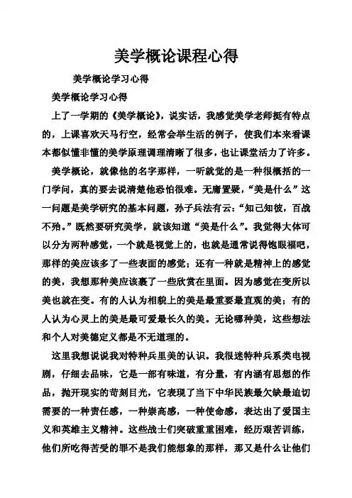 美学概论课程心得