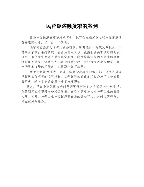 民营经济融资难的案例
