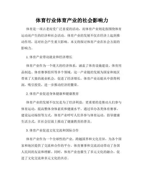 体育行业体育产业的社会影响力
