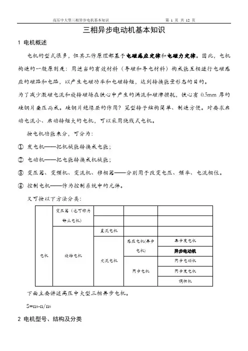 高压中大型三相异步电机基本知识