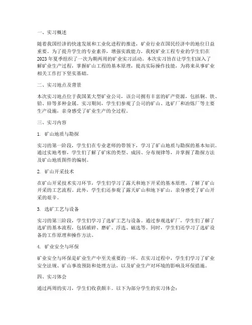 矿业类实习报告