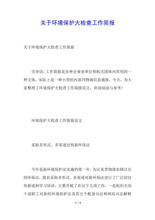 关于环境保护大检查工作简报