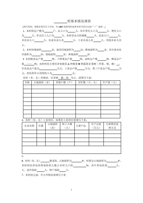 村庄调查表
