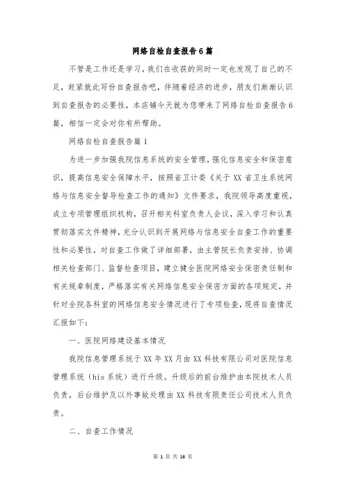 网络自检自查报告6篇