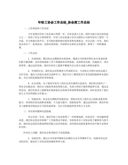 年轻工协会工作总结_协会度工作总结