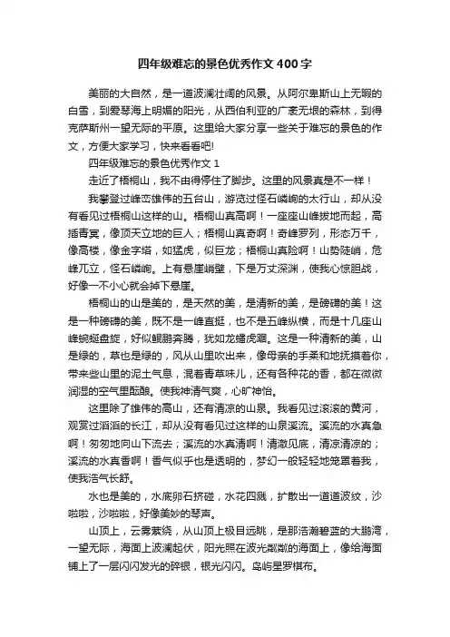 四年级难忘的景色优秀作文400字