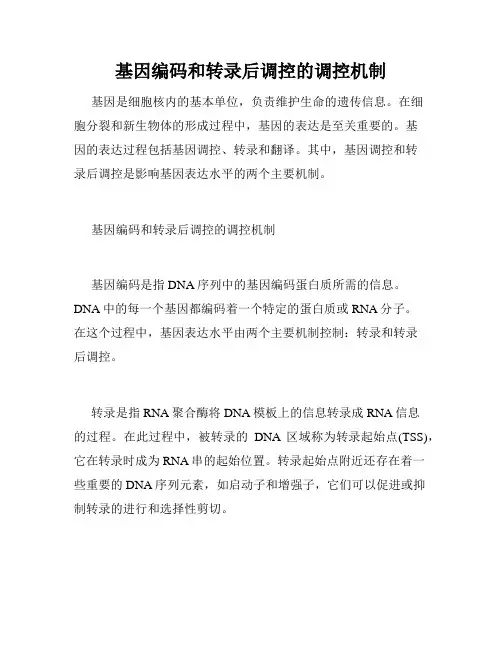 基因编码和转录后调控的调控机制