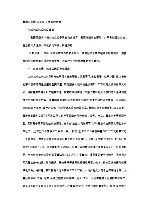 应用文-黄骅市实施“以工立市”战略的思考