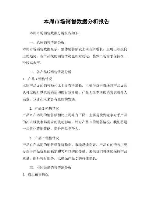本周市场销售数据分析报告