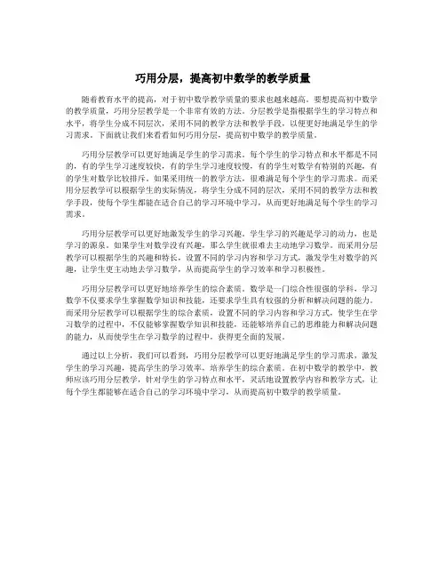 巧用分层,提高初中数学的教学质量