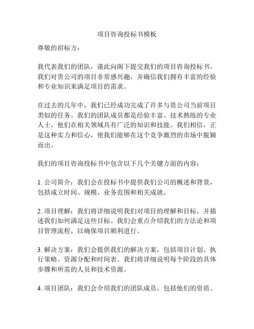 项目咨询投标书模板