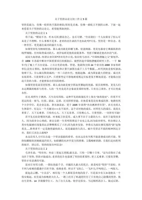 关于坚持议论文初三作文5篇