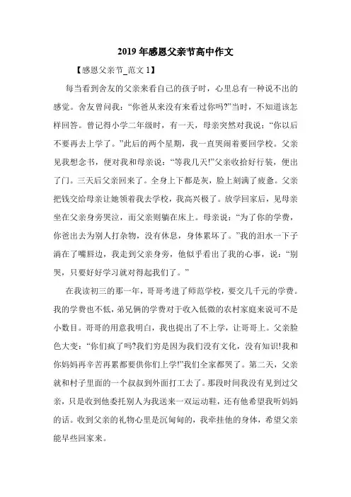 2019年感恩父亲节高中作文.doc