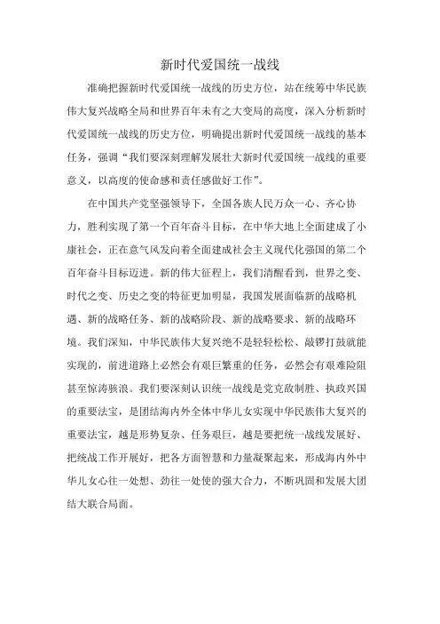新时代爱国统一战线