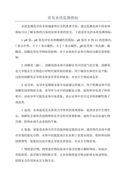 常见水质监测指标