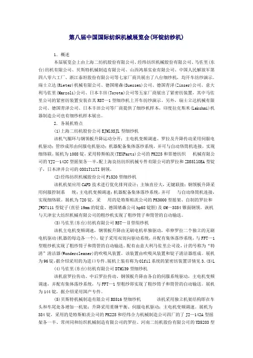 第八届中国国际纺织机械展览会(环锭纺纱机)