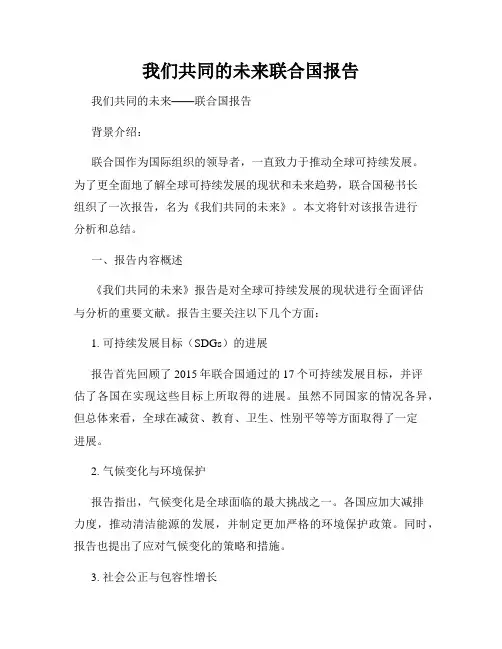 我们共同的未来联合国报告