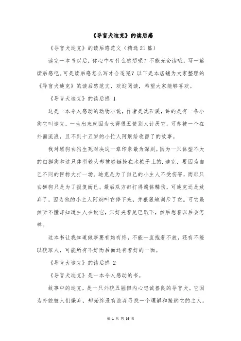《导盲犬迪克》的读后感