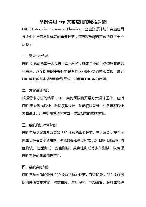 举例说明erp实施应用的流程步骤
