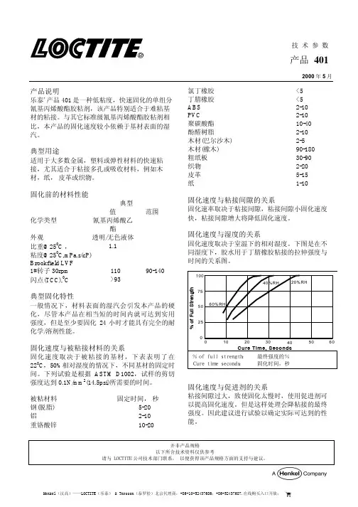 乐泰超级瞬干胶loctite 401-产品 401