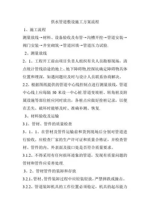 供水管道敷设施工方案流程