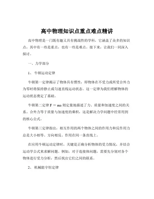 高中物理知识点重点难点精讲