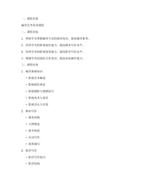 艺考编导教案模板范文