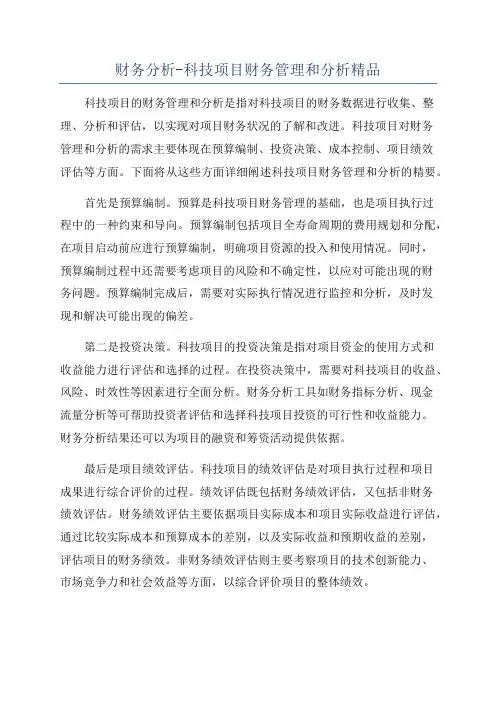 财务分析-科技项目财务管理和分析精品