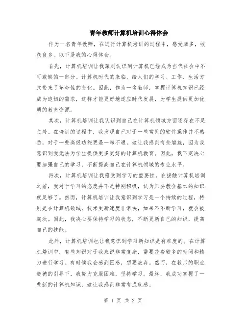 青年教师计算机培训心得体会