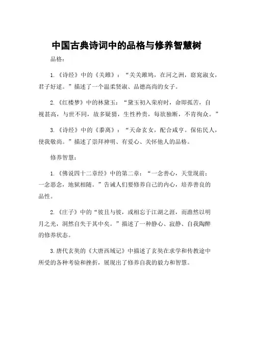 中国古典诗词中的品格与修养智慧树