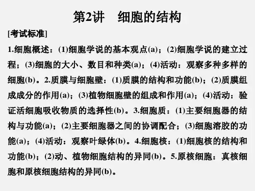 高考生物 总复习 细胞的分子组成与结构 第2讲 细胞的结构
