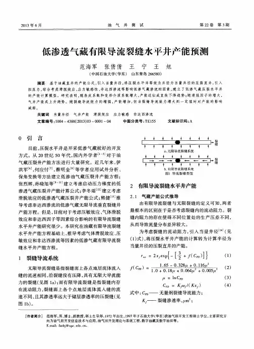 低渗透气藏有限导流裂缝水平井产能预测