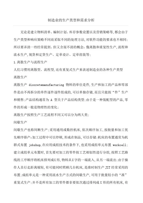 制造业的生产类型和需求分析
