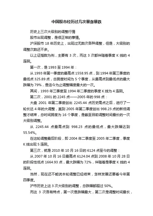中国股市经历过几次暴涨暴跌