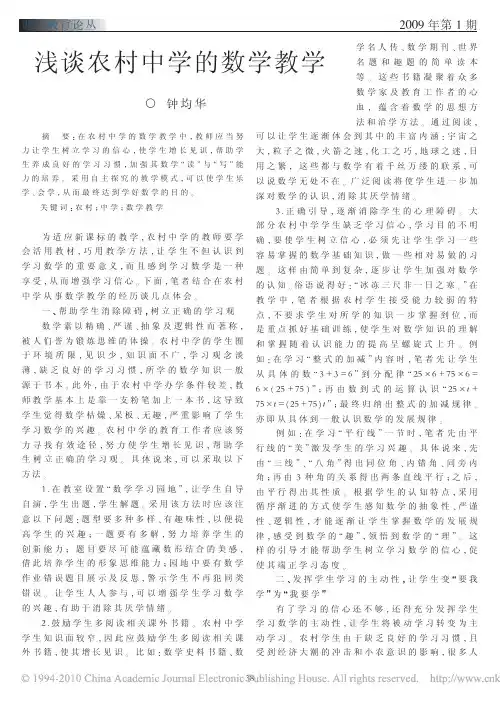 浅谈农村中学的数学教学