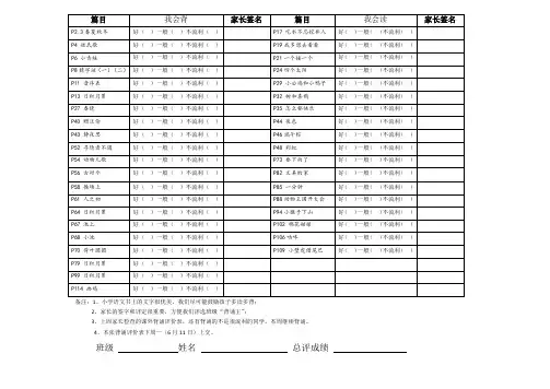 一年级下册语文课文背诵表