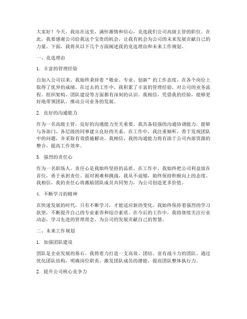 高级主管竞选发言稿