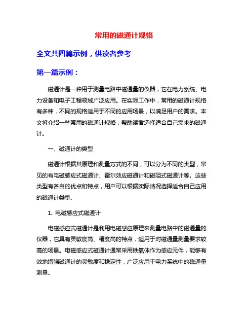 常用的磁通计规格