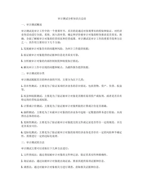 审计测试分析知识点总结
