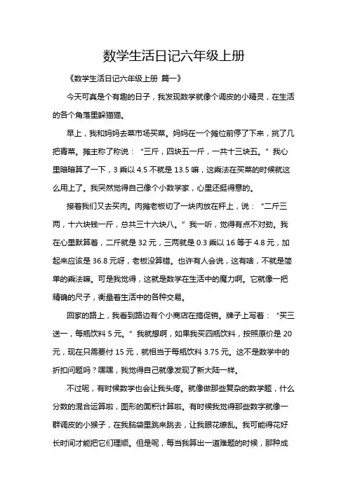 数学生活日记六年级上册