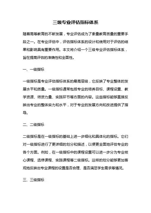 三级专业评估指标体系