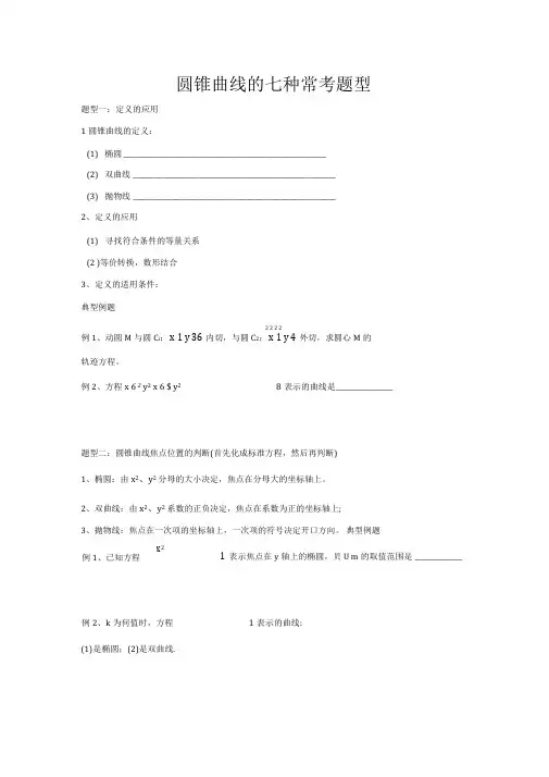 圆锥曲线的七种常考题型详解【高考必备】