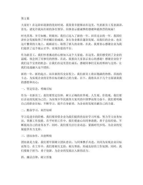 年会讲话新员工发言稿(3篇)