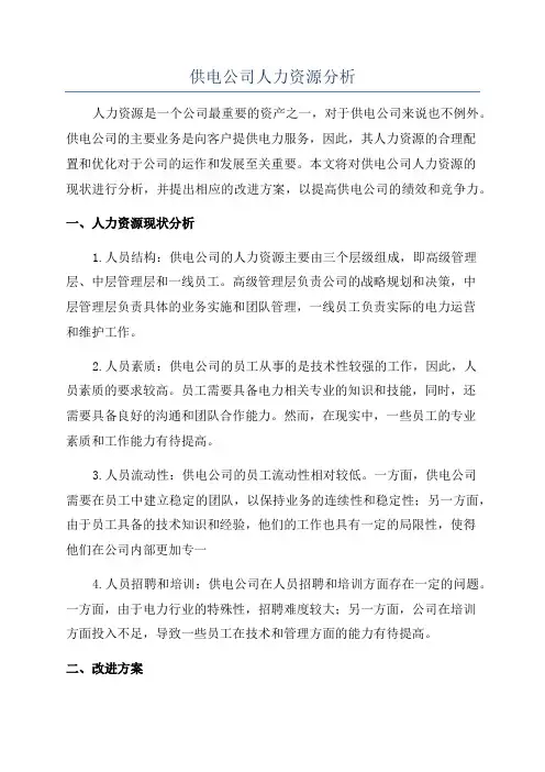 供电公司人力资源分析