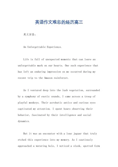 英语作文难忘的经历高三